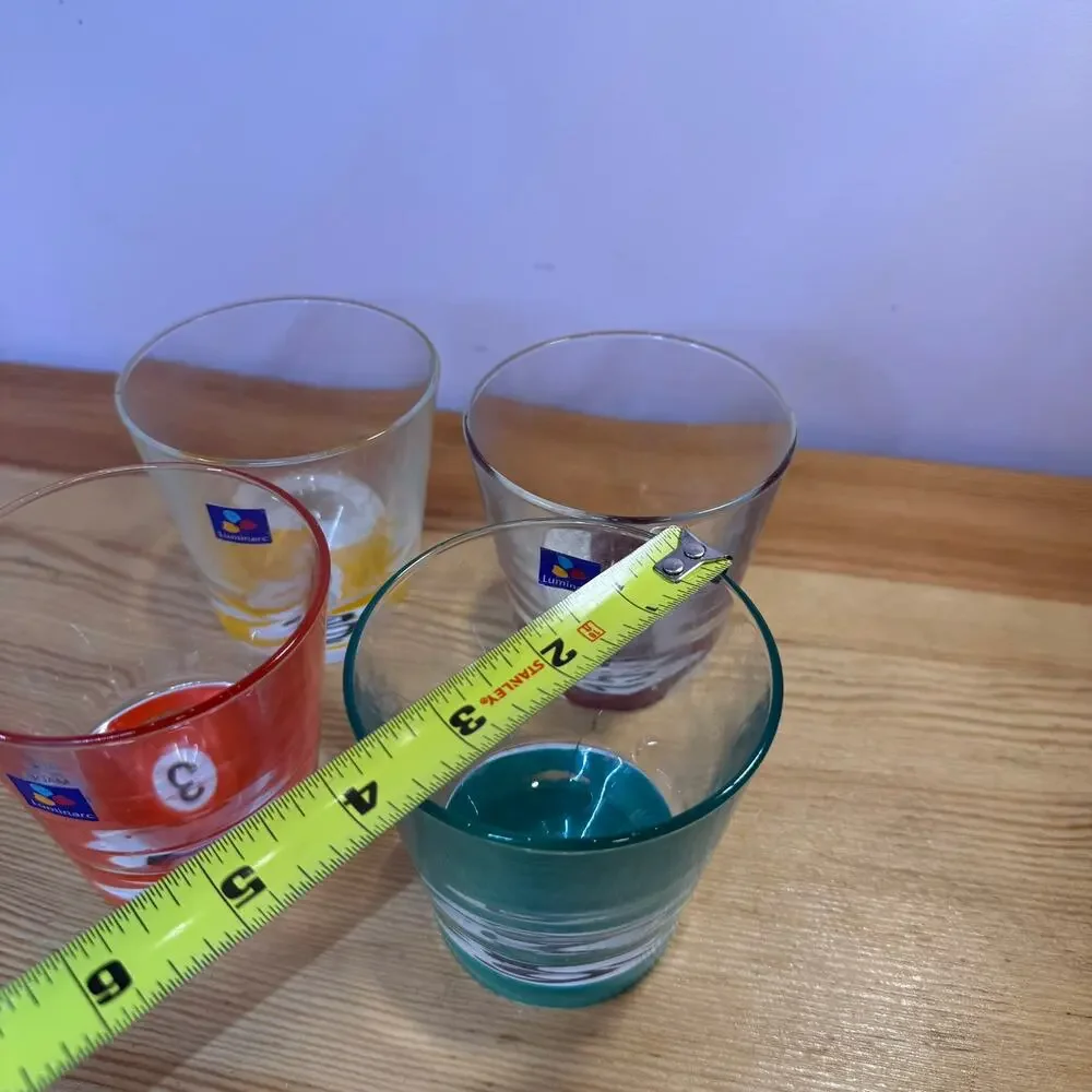 Vintage Luminarc France Pool Ball Billiards Rocks Glasses Set of 4 Barware